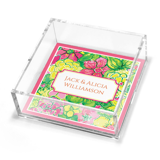 Bouquet de Fleurs Petite Lucite Trinket Tray